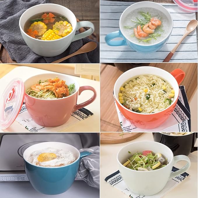 MECOWON 30 OZ Porcelain Coffee Mugs, Set of 2 Large Mugs for Soup, Cereal and Salad (black)