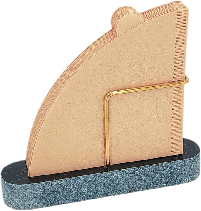 Cone Coffee Filter Holder for Counter, Coffee Filter Storage Container for Cone Paper Filters Size #01 ＆ #02, Marble Base with Non-Slip Pad (Black)