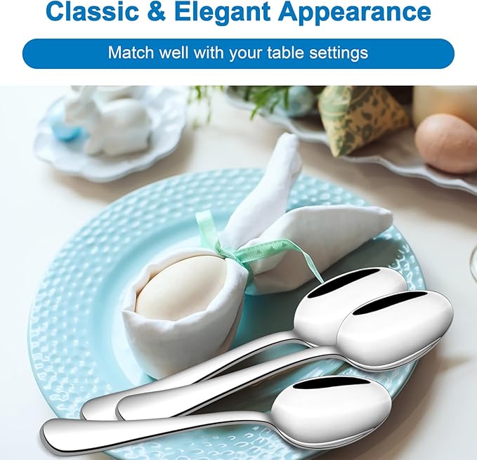 TeamFar Teaspoon Set of 6, 6.7 Inch Stainless Steel Mini Tea Spoons, Small Spoon Silverware for Coffee Tea Soup Dessert, Non-Toxic & Heavy Duty, Mirror Polished & Dishwasher Safe