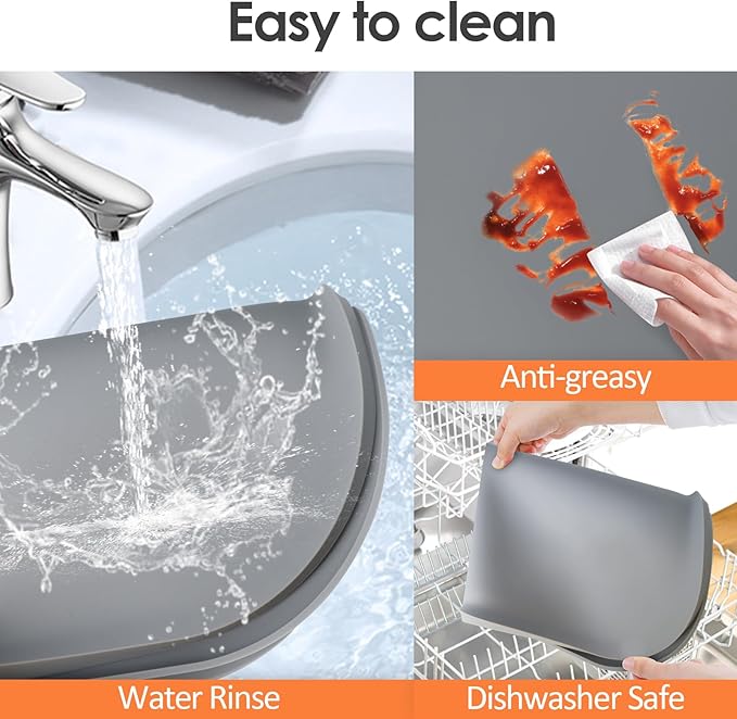 TOHONFOO Silicone Coffee Maker Mat with Lip, 17.4'' x 10.6'' Heavy Duty Coffee Maker Mat for Countertops, Coffee Tray Fit Under Coffee Machine Appliance Automatic Machines Espresso Accessory, Grey