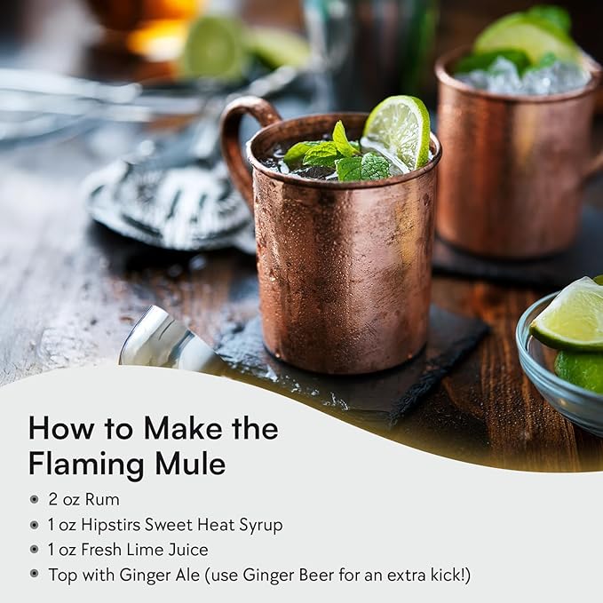 HipStirs Sweet Heat Jalapeño Simple Syrup - Spicy Cocktail Mixer for Margaritas, Palomas & More - Our Jalapeño Infused Spicy Syrup for Cocktails is Non-GMO, Gluten Free & Vegan (8 FL Oz)