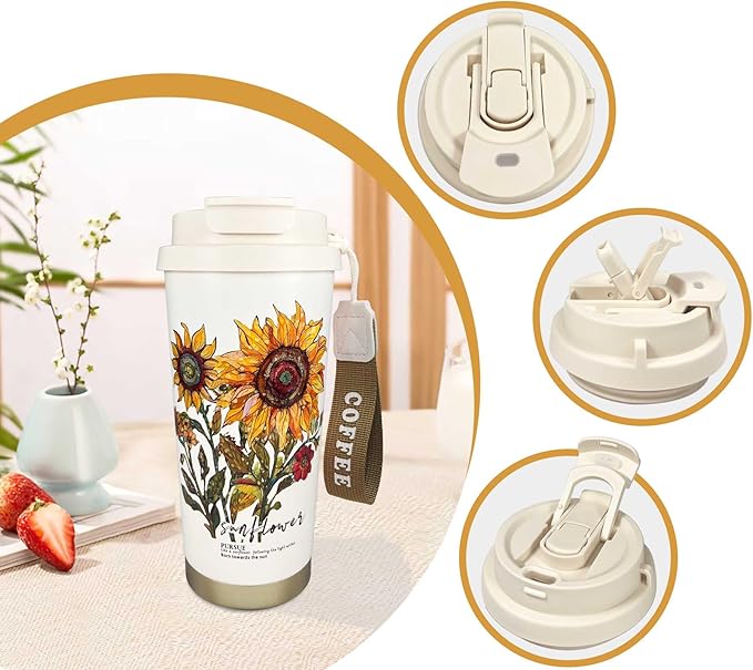 ZK&HX LIFE 17oz Camping Coffee Makers with Ceramic Coating,Camp Pour Over Coffee Maker Set,Double Wall Vacuum Leak-Proof Mug for Office School Party Camping,Tea Infuser Mug for Loose Leaf Tea