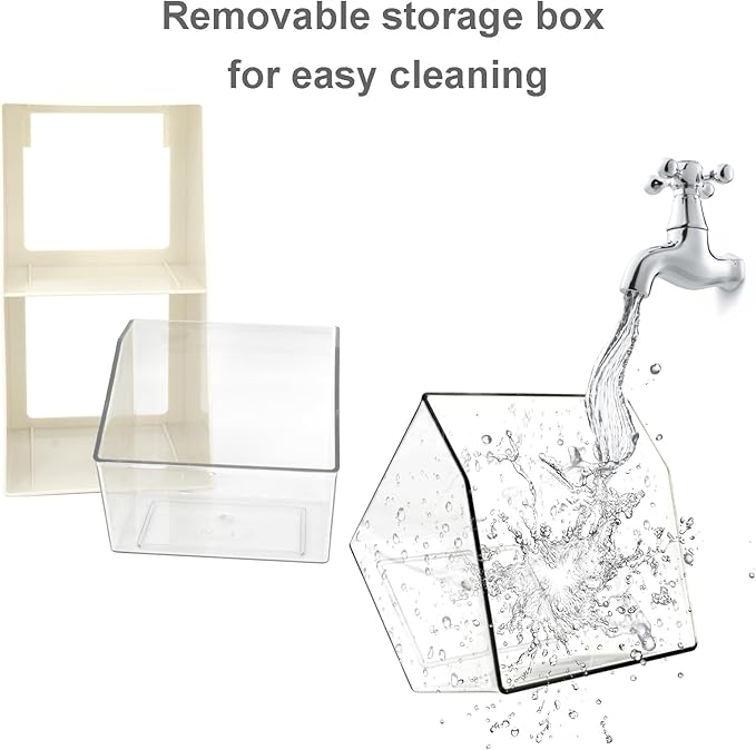 Bokelai Coffee Pod Holder with 2 Large Capacity Basket K Cup Storage Container Coffee Bar Accessories for Creamer Suger Plastic Desk Box Tea Bag Organizer Creamy White/Clear