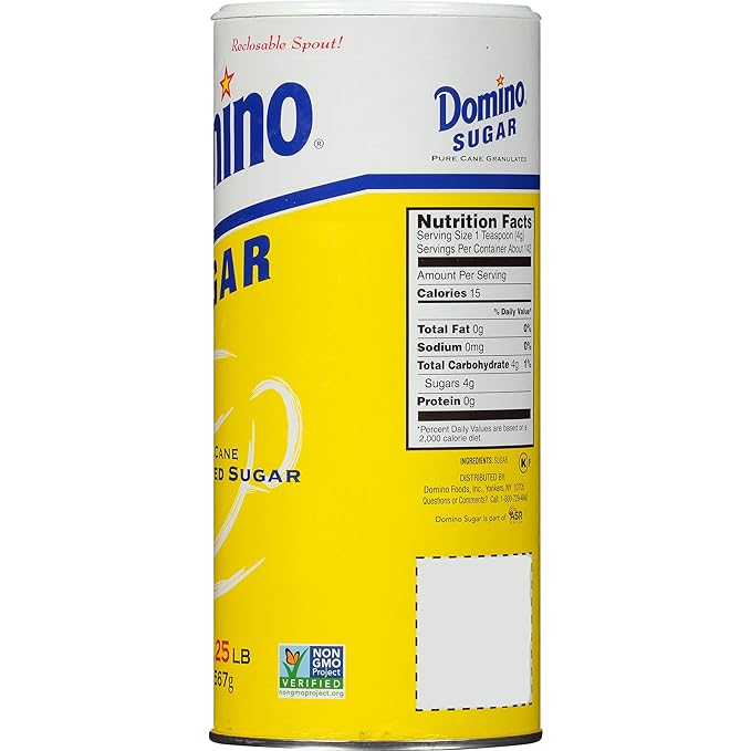 Domino® Granulated Sugar, 20 oz Canister, Sugar Container (Pack of 3)