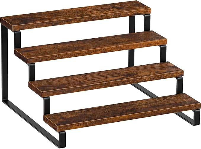 Giikin Display Risers, 4 Tier Display Stand for Perfume, Makeup, Figures and Dolls Collection, Tiered Display Stand Risers for Retail Display Cupcake Display, Counter Shelves for Kitchen Bathroom Shop