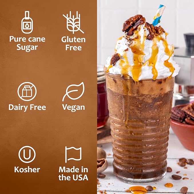 Syruvia Coffee Syrup, Butter Pecan Flavored Syrup for Drinks, Lattes, and Desserts – 25.4 fl oz