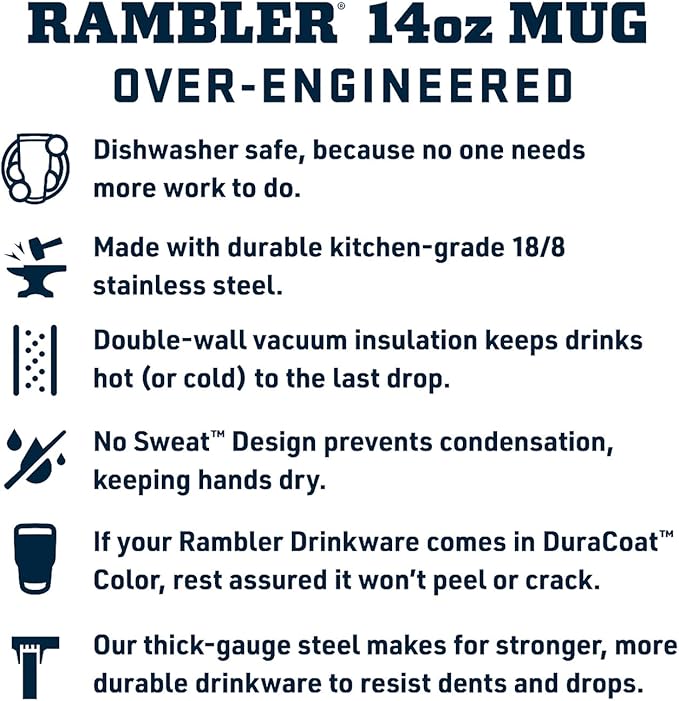 YETI Rambler 14 oz Mug, Vacuum Insulated, Stainless Steel with MagSlider Lid, Stainless