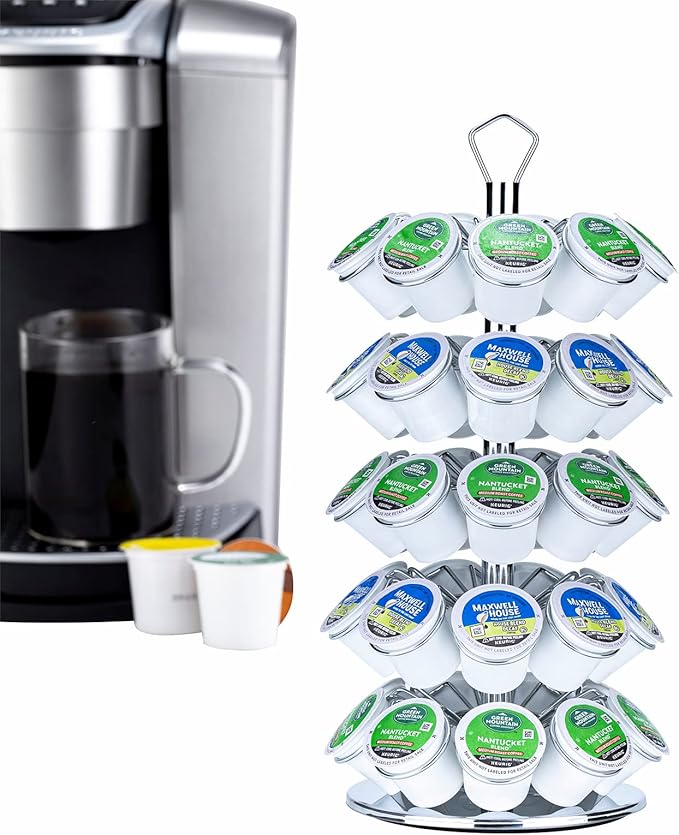 K cup Holder Storage Coffee Capsules Pod Holder Carousel 5 Tier Compatible with 45 K-Cup Pods