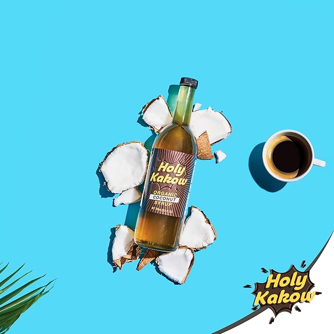 Holy Kakow Cafe Organic Coconut Syrup - Coconut Coffee Syrup, Organic Syrup for Coffee, Latte, Cocktail and Shake, Real Food Ingredients - 750ml