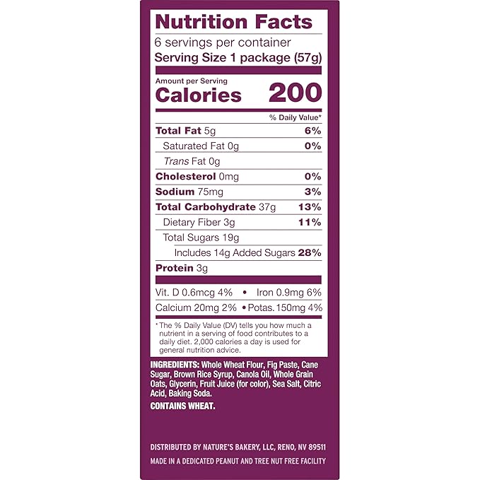 Nature’s Bakery Whole Wheat Fig Bars, Original Fig, Real Fruit, Vegan, Non-GMO, Snack bar, 6 boxes with 6 twin packs (36 twin packs)