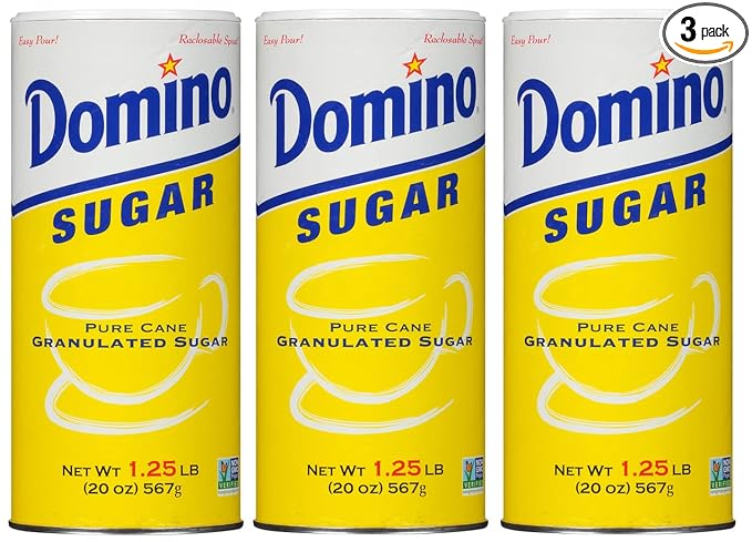Domino® Granulated Sugar, 20 oz Canister, Sugar Container (Pack of 3)