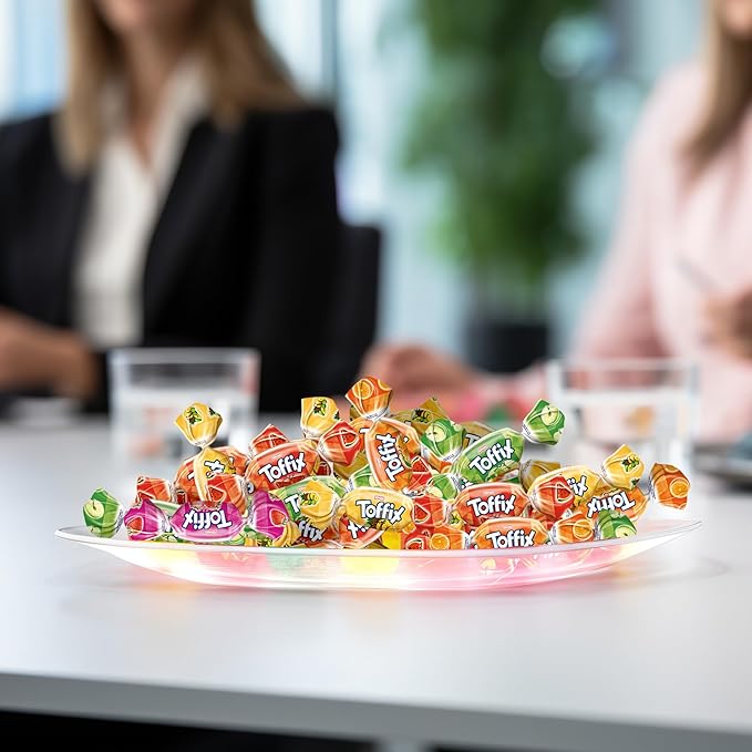 Toffix Fruit Chews, Center Filled Soft Fruit Chews Candy Individually Wrapped Snacks, Orange, Strawberry, Pineapple, Watermelon & Apple, Fruity Flavored Chewy Candies, 2.2 Pound Bulk Bag, Pack of 1