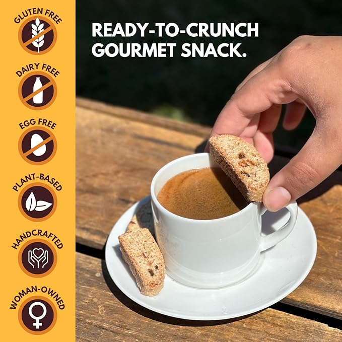 Tutti Gourmet Gluten Free Orange & Chocolate Biscotti, 9.9 oz (283g) Resealable Cookie Bag - Vegan and Halal Snacks