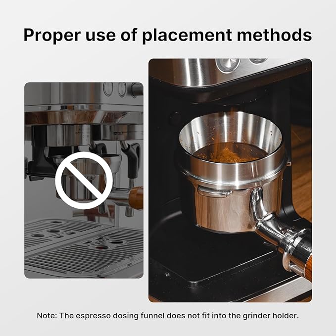 51mm Espresso Dosing Funnel and Puck Screen Kit, 304 Stainless Steel Portafilter Funnel with Espresso Puck Screen Set, Espresso Machine Accessories Compatible with 51mm Portafilter