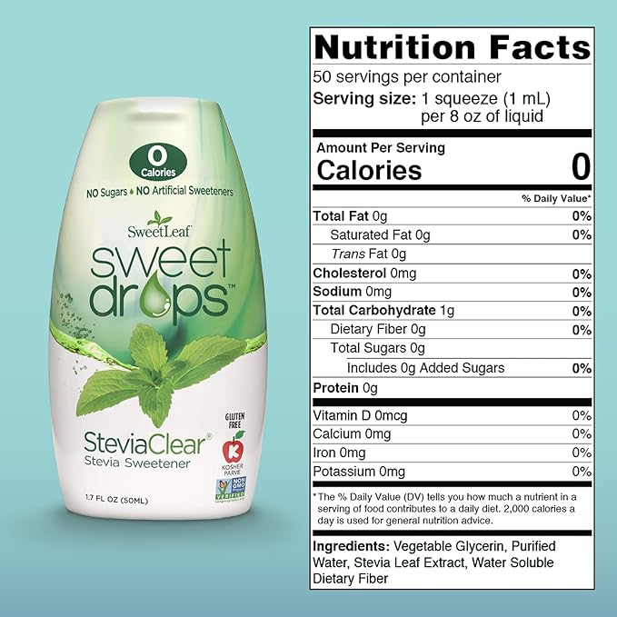 SweetLeaf SteviaClear Sweet Drops - Natural Stevia Liquid Sweetener, Squeezable Stevia Drops, No Bitter Aftertaste, Liquid Sugar Alternative, Zero Calorie, Keto, Non-GMO Stevia, 1.7 Fl Oz (Pack of 2)