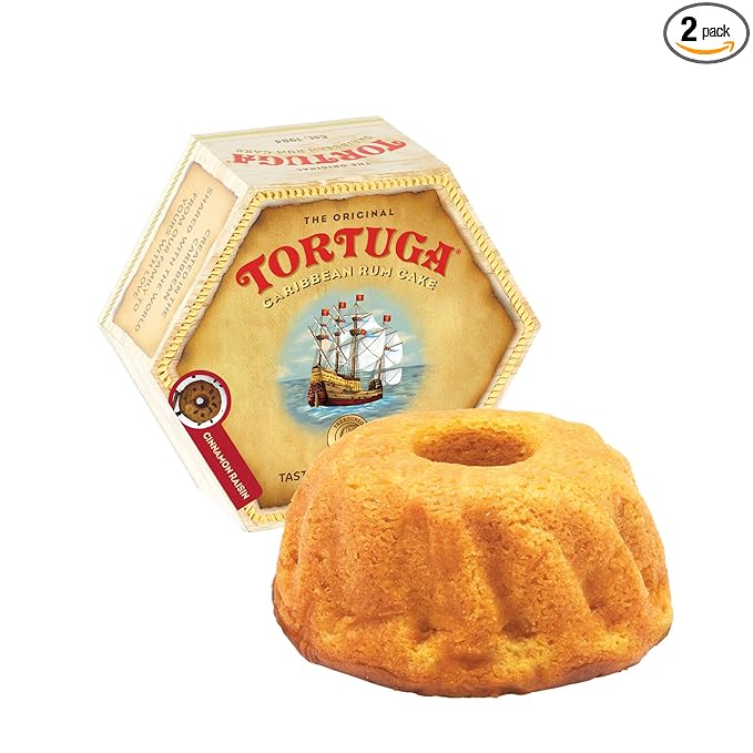 TORTUGA Caribbean Cinnamon Raisin Rum Cake - 16 oz Rum Cake 2 Pack - The Perfect Premium Gourmet Gift for Stocking Stuffers, Gift Baskets, and Christmas Gifts - Great Cakes for Delivery