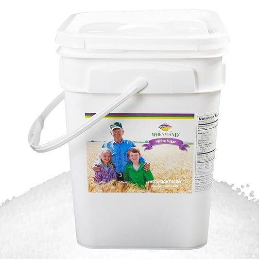 Wheatland™ White Sugar • Delicious • USA grown • 20 lbs Bulk • Mylar and Bucket Provide 25 Year Shelf Life • Emergency Food Storage • High Trust Seller • 40 Year Legacy of Prepping