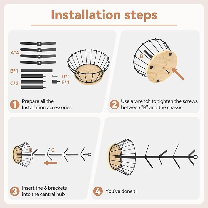 simesove Coffee Cup Holder with Basket, Non-Slip Cup Tree with 8 Hooks for K-Cups and Saucers, Wooden Stand Organizer for Counters, Bars and Kitchen Home Decor (Natural)