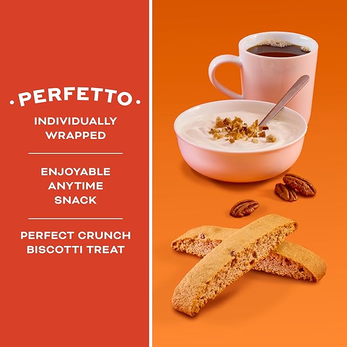 Nonni's Brown Butter Pecan Biscotti, Nutty Pecan Cookie with Rich Browned Butter Flavor, 8 Individually Wrapped Bakery Snacks, 5.52 oz, 6 Pack