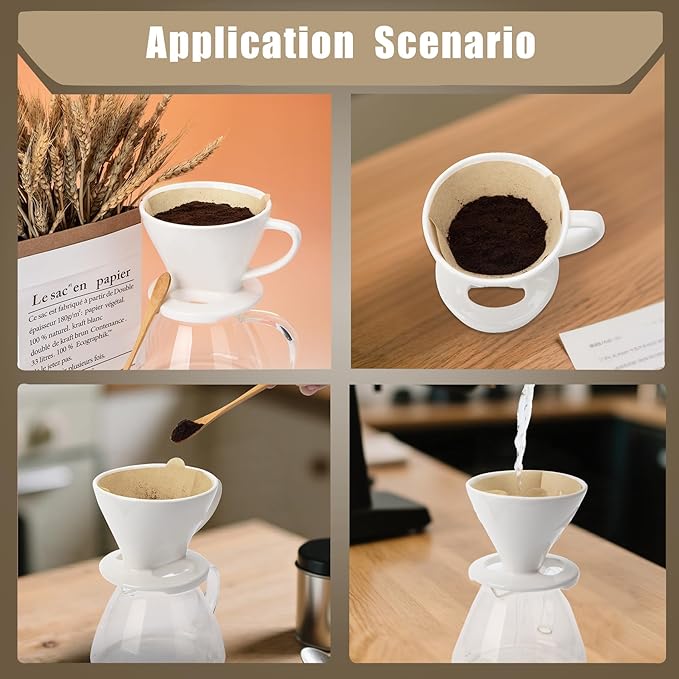 600 Count Coffee Filter #2, #2 Coffee Filters Disposable with 6 Wooden Coffees Spoons, Unbleached Natural#2 Coffee Filters Cone, Organic Cafe Filter NO.2 for Drip and Pour Over Coffee & Tea(2-6 Cup)