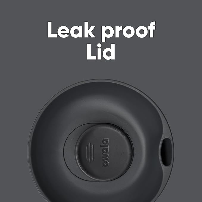 Owala SmoothSip Slider Insulated Stainless Steel Coffee Tumbler, Reusable Iced Coffee Cup, Hot Coffee Travel Mug, BPA Free 12 oz, Grey/Blue (High Dive)