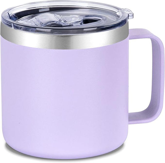 VEGOND 14 oz Insulated Coffee Mug with Handle, Stainless Steel Travel Coffee Mug with Lid, Double Wall Vacuum Metal Coffee Cup, Coffee Tumbler Powder Coated, Purple 1 Pack
