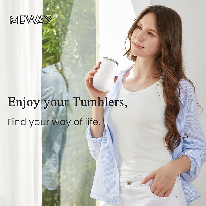 MEWAY 12oz Insulated Wine Tumbler Bulk, Double Wall Vacuum Stainless Steel Travel Tumbler with Straw,12 pack of wine tumbler(Almond Leopard,Set of 12)