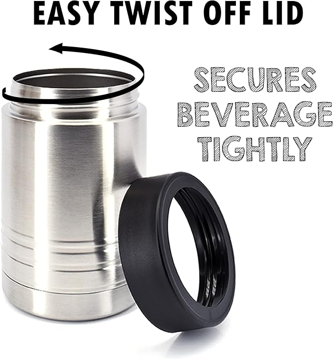 Clear Water Home Goods - 12 oz Stainless Steel Double Wall Vacuum Insulated Can or Bottle Beverage Cooler - Stainless Steel - 6 Pack