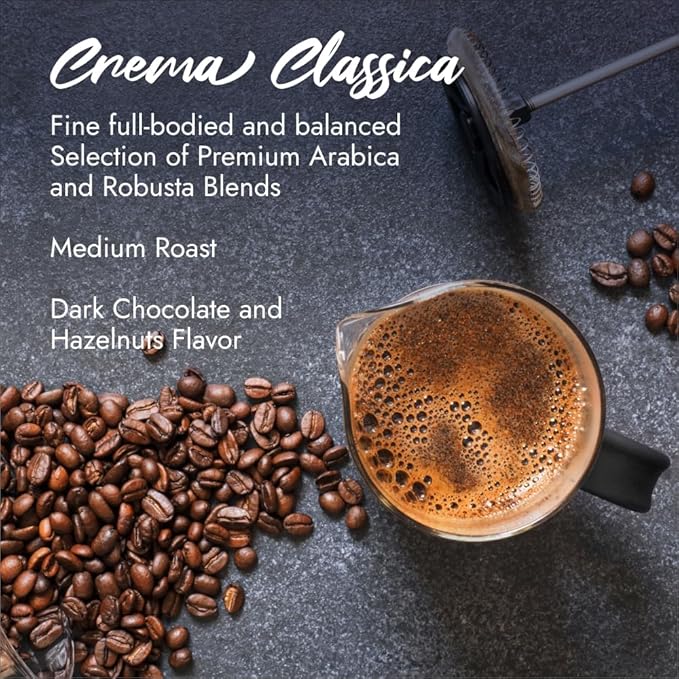 Caffè Borbone, Whole Bean Coffee Blend, Crema Classica, Medium Roast, Roasted and Freshly Packaged in Italy, 2.2 Pound Bag (Pack of 2)