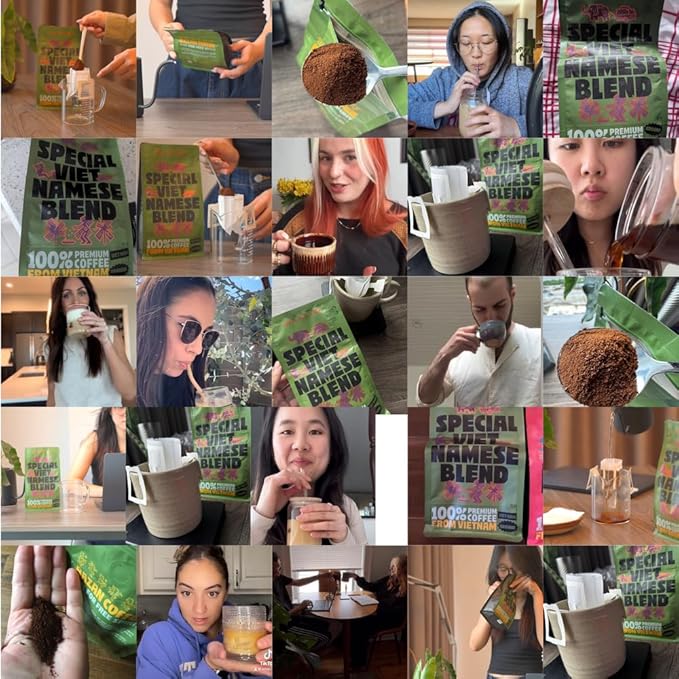 BAZAN COFFEE – Special Vietnamese Blend, Robusta & Arabica, Medium Roast Ground Coffee, Fruity Floral & Caramel Notes, Low Acidity, Perfect with Milk or Phin Filter, 12oz Bag