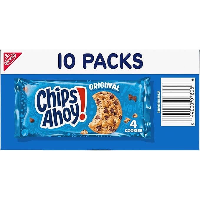 CHIPS AHOY! Original Chocolate Chip Cookies, 40 Snack Packs (4 Cookies Per Pack, 4 Boxes)