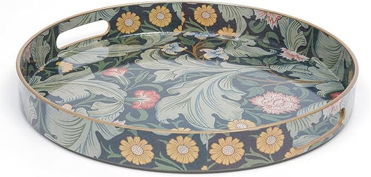 Round Coffee Table Trays, Serving Tray with Handles for Ottoman Coffee Table, Large Tray for Living Room Modern