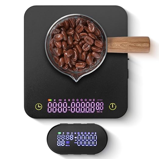 Mini Coffee Scale with Wirelss Magnetic Display, 3kg/0.1g Espresso Scale with Flow Rate Display, Portable Digital Coffee Scale with Multiple Mode Timer for Espresso, Pour-Over