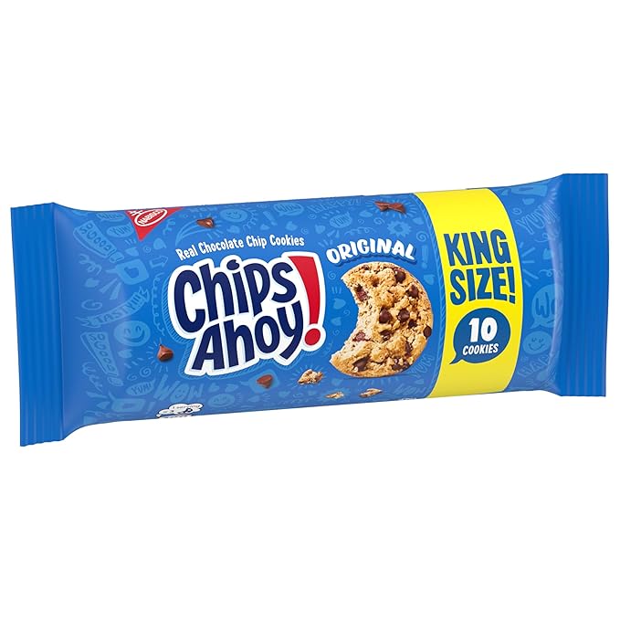 CHIPS AHOY! Original Chocolate Chip Cookies, 16 King Size Snack Packs (10 Cookies Per Pack, 2 Boxes)