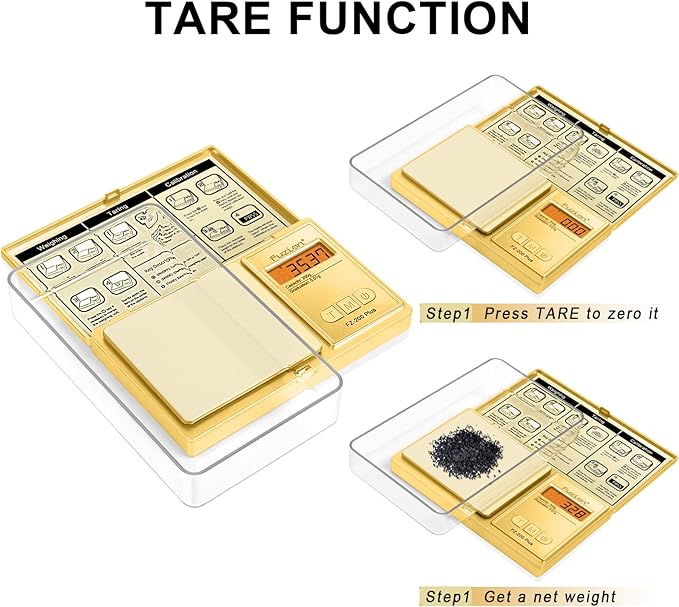 Fuzion Digital Pocket Gram Scale .01 Gram Accuracy, Gold Titanium Plating, 200g Digital Scale, Small Scale for Food, Jewelry, Herb, Spice, Coin - Weight Gram and Oz