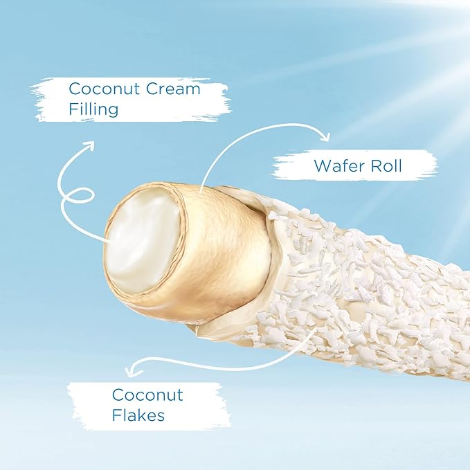Snack Break Coconut Rolled Wafers, Individually Wrapped, Wafer Rolls with Creamy Coconut Filling, Snacks for Kids & Adults, 24 Individual Packs, Pack of 12