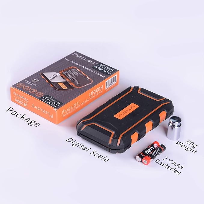 Fuzion Digital Pocket Scale, 200g x 0.01g, 6 Units Conversion Mini Scale with LCD Display, Tare Function for Food, Jewelry, Medicine, Coffee (Battery Included)