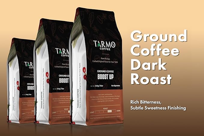 TARMO -BOOST UP | Low Acid ARABICA & ROBUSTA BLEND Ground Coffee | Specialty Vietnamese Coffee | Single Origin - Dark Roast | High Caffeine Coffee Ground | 12 Oz Bag