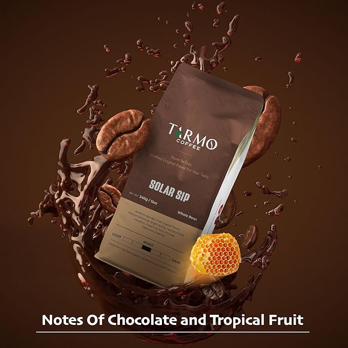 TARMO - SOLAR SIP | Low Acid 100% ARABICA Whole Bean Coffee | Specialty Vietnamese Coffee | Single Origin Dark Roast Coffee Beans | 12 Oz Bag