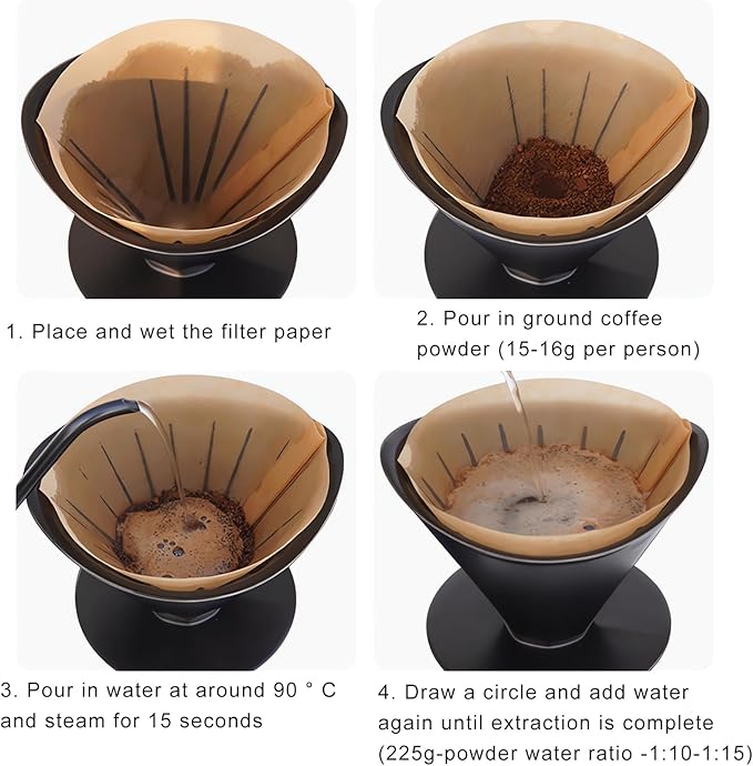 Coffee Filters Size 02,100 Count 2-4 Cups V02 Natural Unbleached Coffee Filter Paper, for Pour Over Coffee Dripper and Drip Coffee Maker