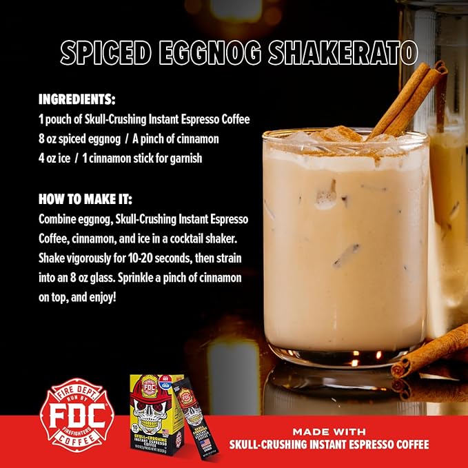 Fire Department Coffee - Skull Crushing Instant Espresso Coffee - Instant Coffee Packets Single Serve - Gives Back to Firefighters - Veteran Owned - Enjoy Hot or Cold (Pack of 10)