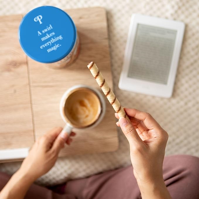 Pirouline – Vanilla Rolled Wafers – Rolled Wafer Sticks, Crème Filled Wafers, Rolled Cookies for Coffee, Tea, Ice Cream, Snacks, Parties, Gifts, and More – 14.1oz Tin 6 Pack