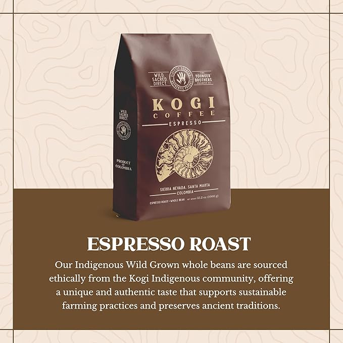 The Younger Brothers Trading Co. Kogi Coffee | Indigenous Wild Grown Whole Bean | Ethically Sourced Single Origin Colombian Coffee | Kogi Espresso Roast | (12oz Bag)