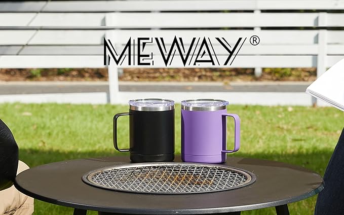 MEWAY 12oz Coffee Mug With Handle 8 Pack Bulk,Stainless Steel Insulated Travel Tumblers With Sliding Lid,Double Wall Vacuum Camping Cup for Hot & Cold Drinks Tea (Sliver,Set of 8)