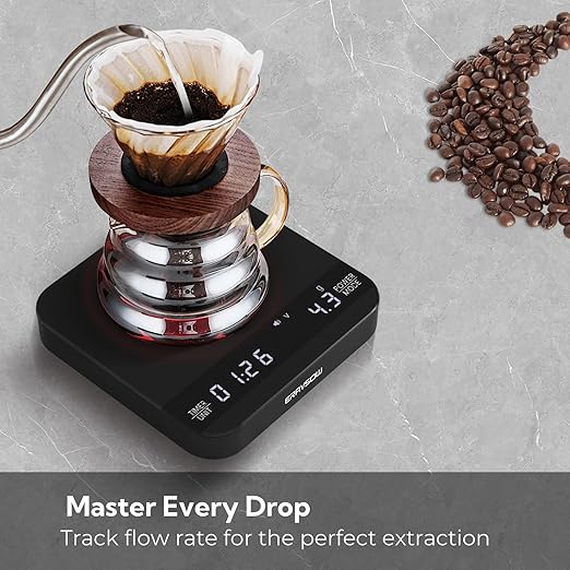 Coffee Scale with Timer, Rechargeable Mini Espresso Scale, 2kg/0.1g Accurate Scale for Espresso and Pour-Over Coffee, Portable Food Scale Digital with Automatic Timing