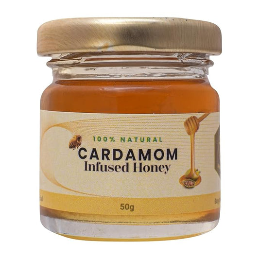 Shiva Organic Cardamom Infused Honey - 100% Natural and Pure Organic Honey- GMP Certified 1.76 Ounces (50g))