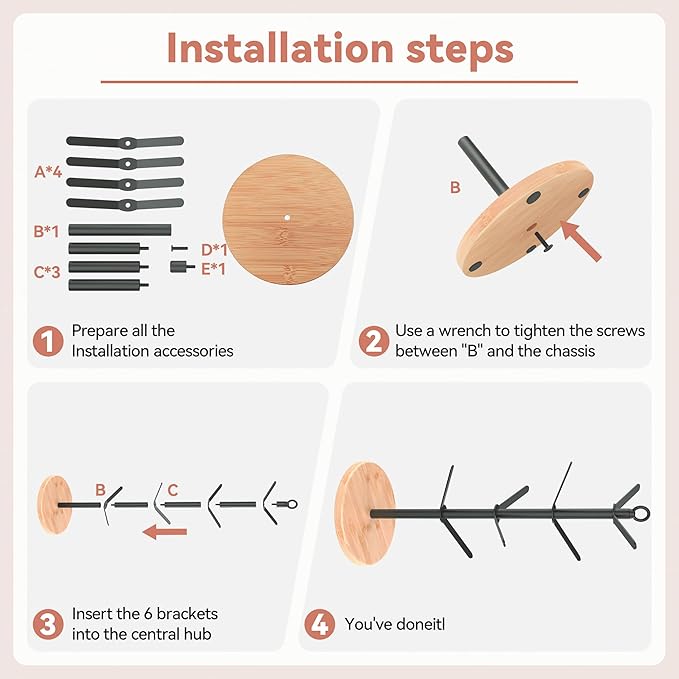 simesove Coffee Mug Holder, Non-Slip Cup Tree with 8 Hooks, Wood Stand Organizer for Counter, Bar and Kitchen Home Decor (Natural)