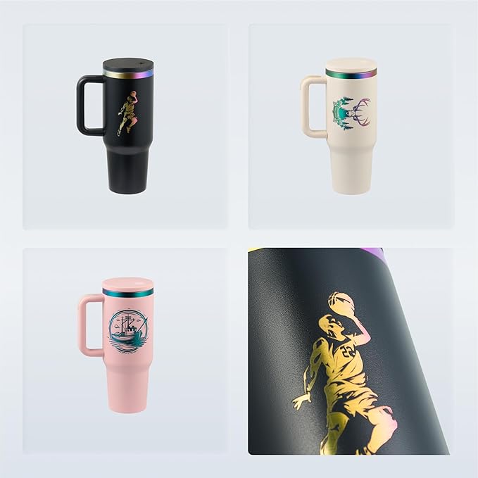 OMTech 30 oz. Tumblers with Handle & Lid, 12 Pack Tumbler Bulk with Double Wall Vacuum Insulation, Food-Grade Stainless Steel Insulated Coffee Mug, Sweatproof Travel Mug for Hot Cold Drinks, Black