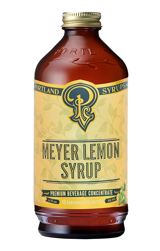 Portland Syrups Meyer Lemon Syrup - Premium Beverage Concentrate for Delicious Cocktails, Tea, Soda, Coffee Drinks, Baking, and More - 12 oz with 12 Servings (Pack of 1)