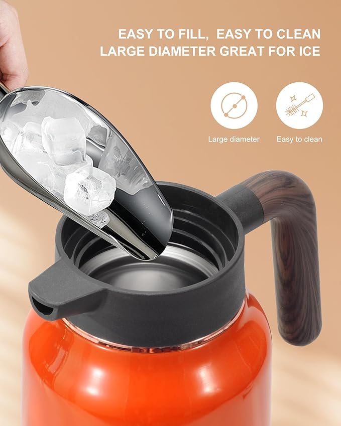 Thermal Coffee Carafe 70 oz - 36 Hours Hot(Stainless Steel Carafes for Hot Liquids-Insulated Coffee Carafes For Keeping Hot/Cold Coffee, Tea, Water, Drink Dispenser for Parties(Orange)